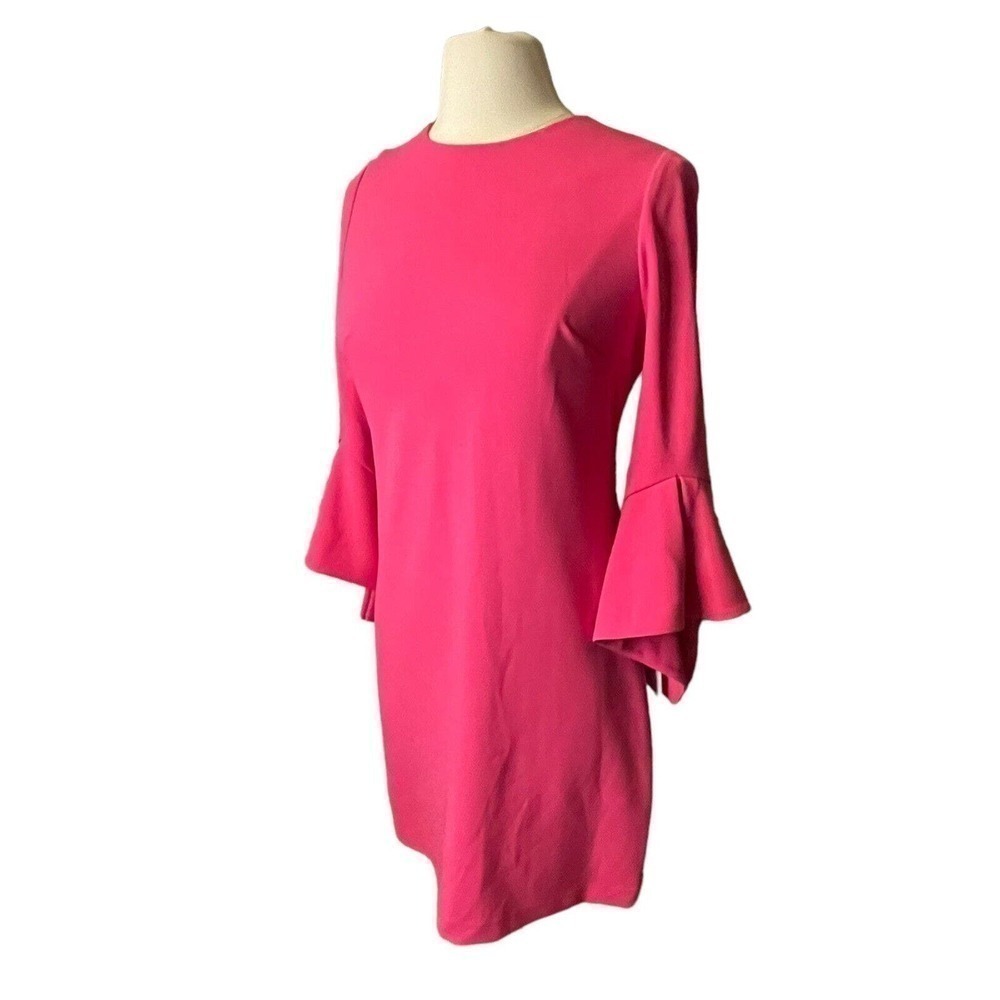 Calvin Klein NEW Dress Womens 4 Pink Sheath Bell Sleeves Knee Length Cocktail
